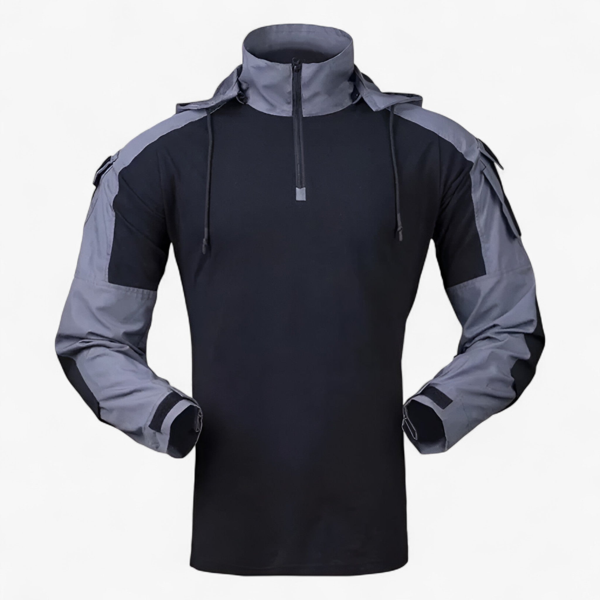 Men’s Cotton Tactical Camo Shirt with Zipper Front and Reinforced Elbows for Field and Outdoor Use