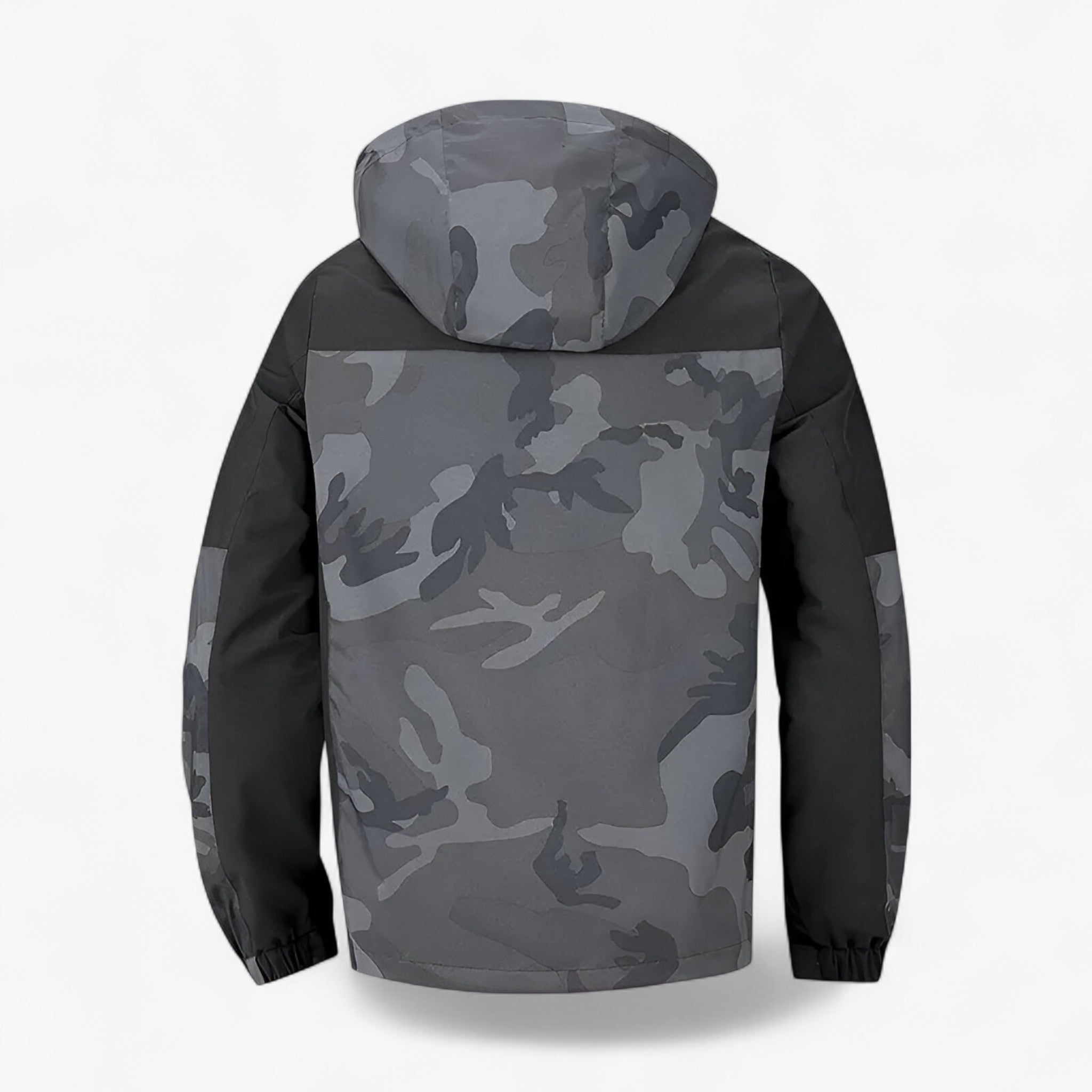 Windproof Camouflage Outdoor Jacket with Adjustable Cuffs and Multiple Pockets for Hiking and Camping