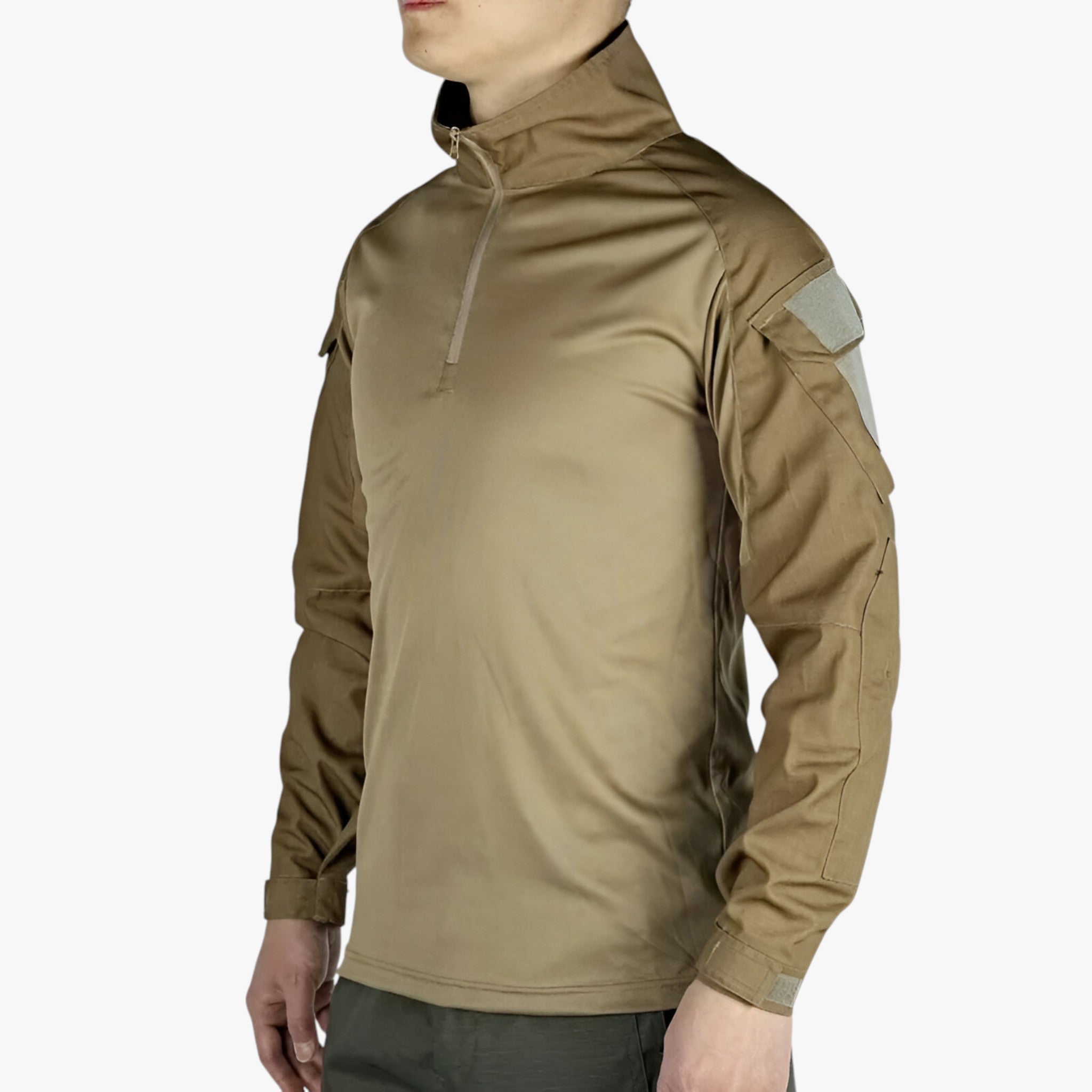Men's Long-Sleeve Cotton Hiking Shirt with Camouflage Pattern for Trail and Field Use