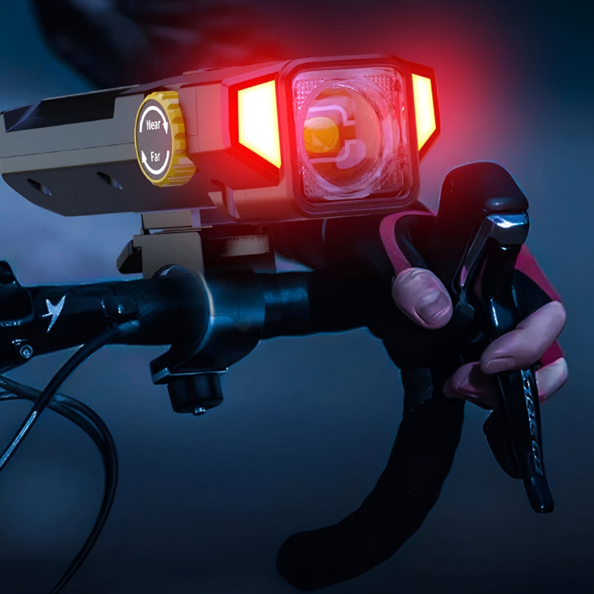 USB-C and Solar Rechargeable Bike Headlight with Power Display and Adjustable Beam for Night Cycling