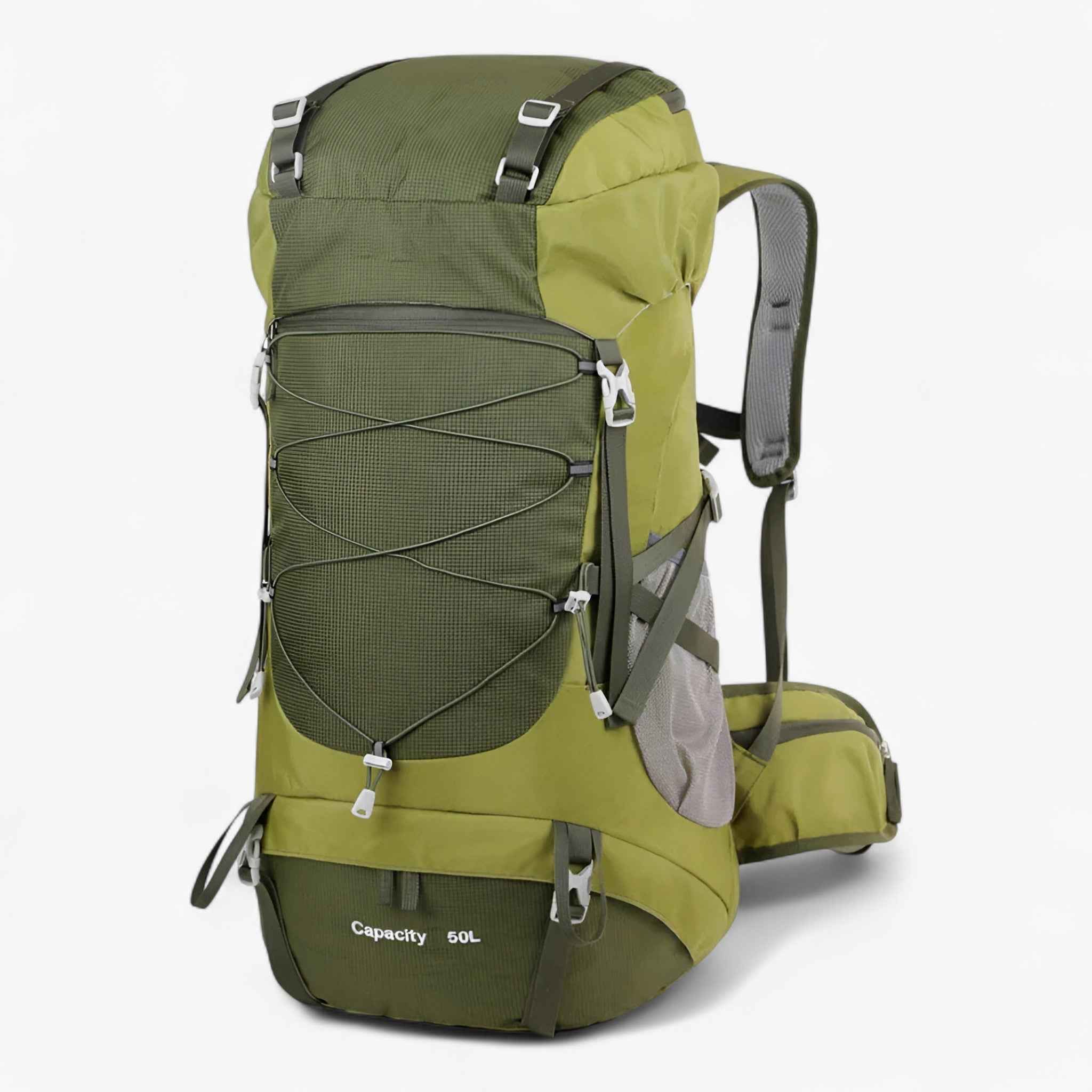 50L Waterproof Hiking Backpack with Rain Cover and Adjustable Straps for Multi-Day Camping and Trekking