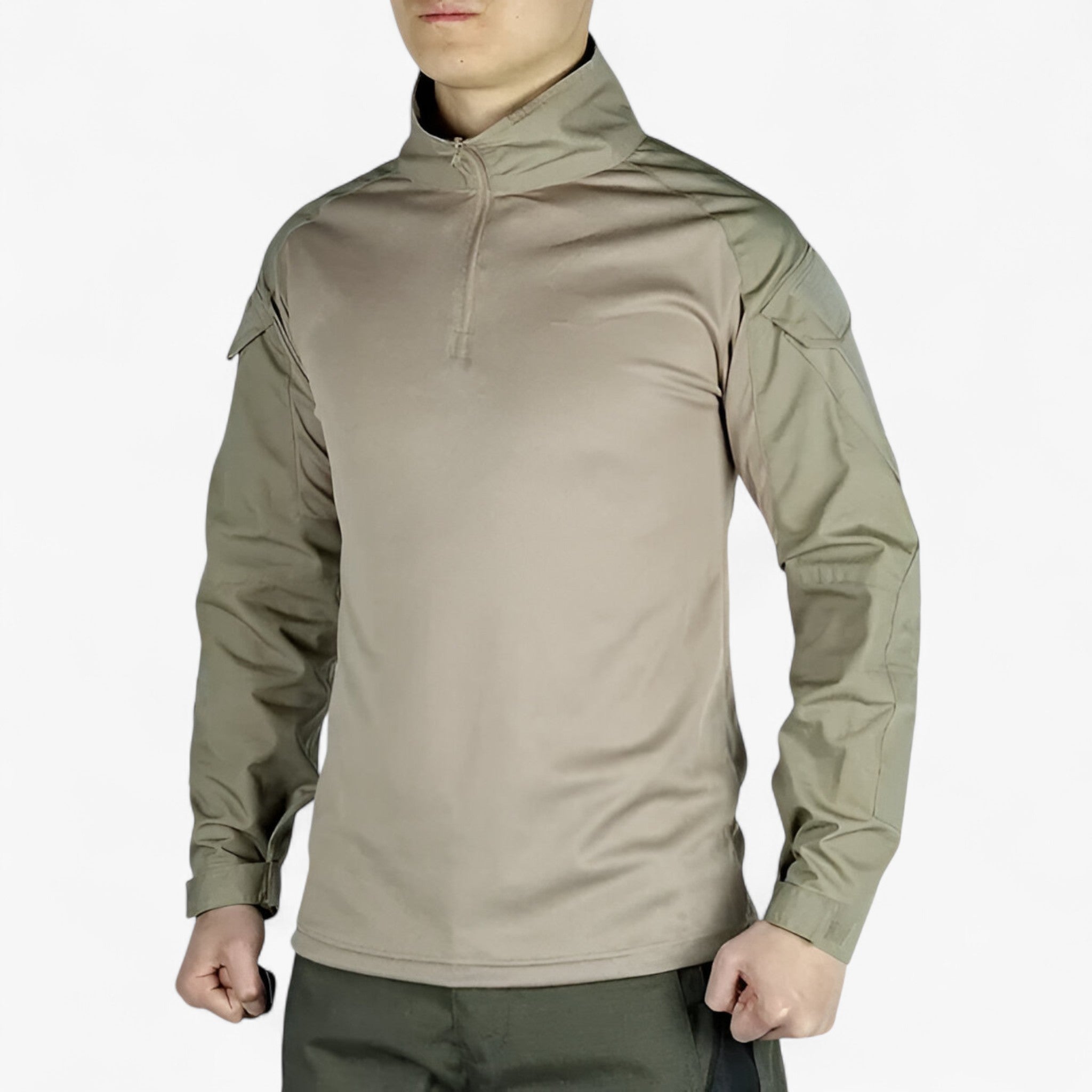 Men's Long-Sleeve Cotton Hiking Shirt with Camouflage Pattern for Trail and Field Use