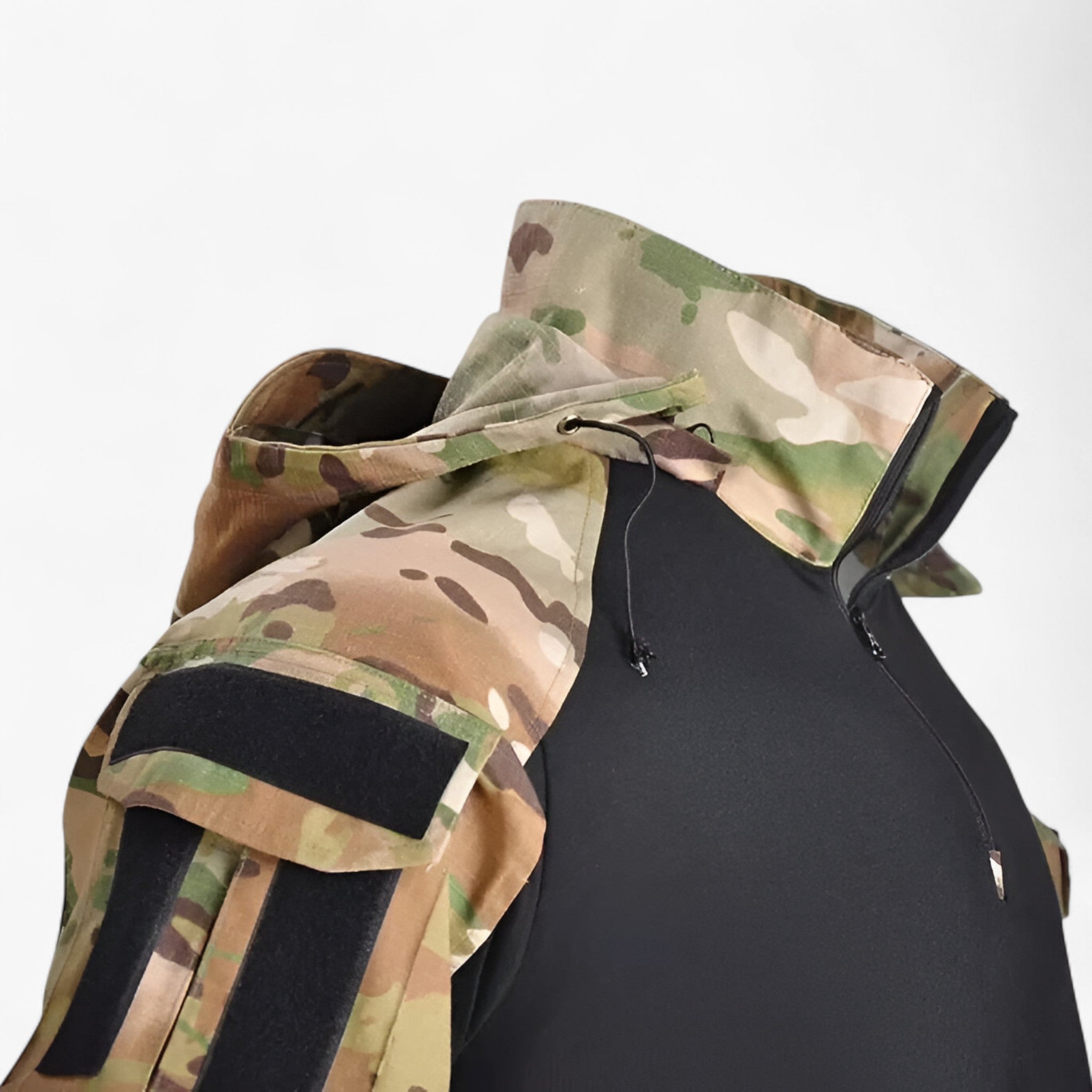 Men’s Cotton Tactical Camo Shirt with Zipper Front and Reinforced Elbows for Field and Outdoor Use