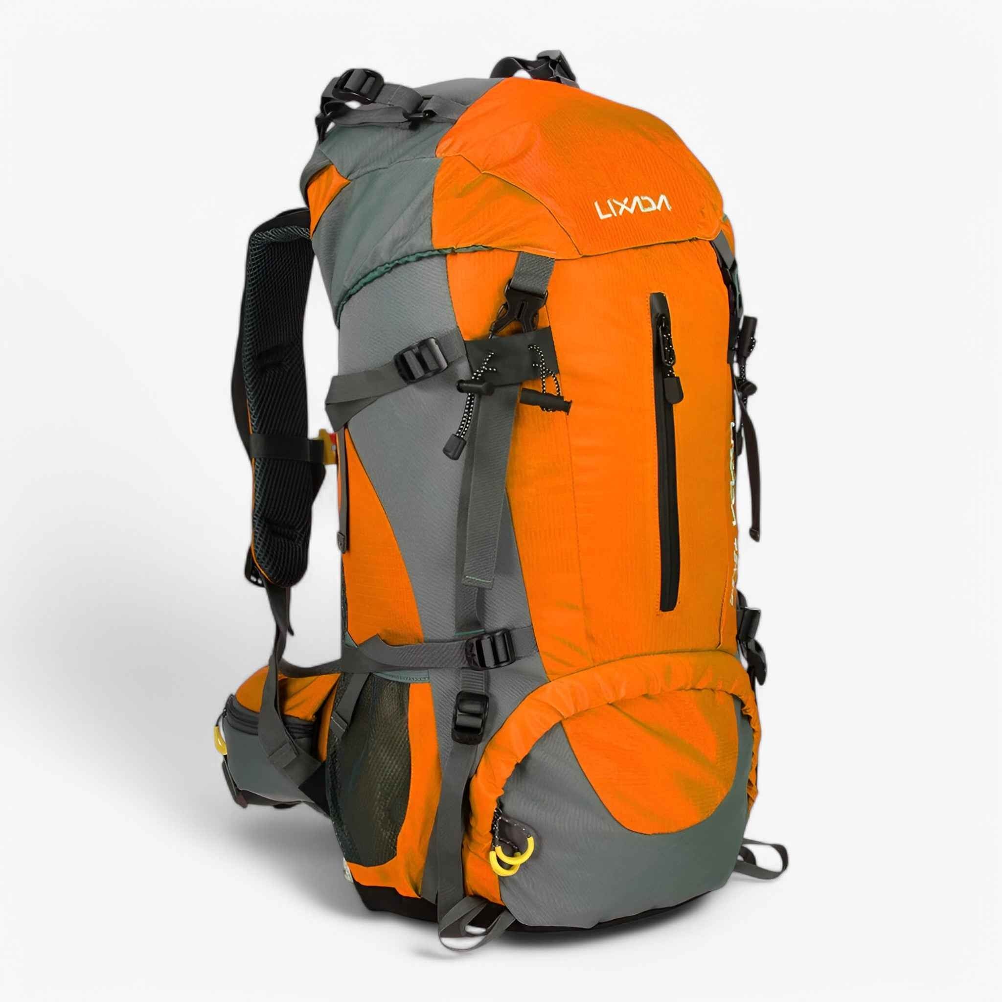 50L Water-Resistant Hiking Backpack with Rain Cover and Adjustable Straps for Camping Trips