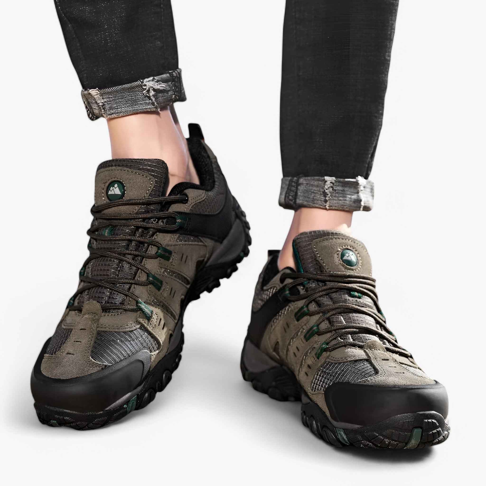 Men's Suede and Leather Hiking Shoes with Breathable Lining and Anti-Slip Outsole for Trail and Outdoor Use