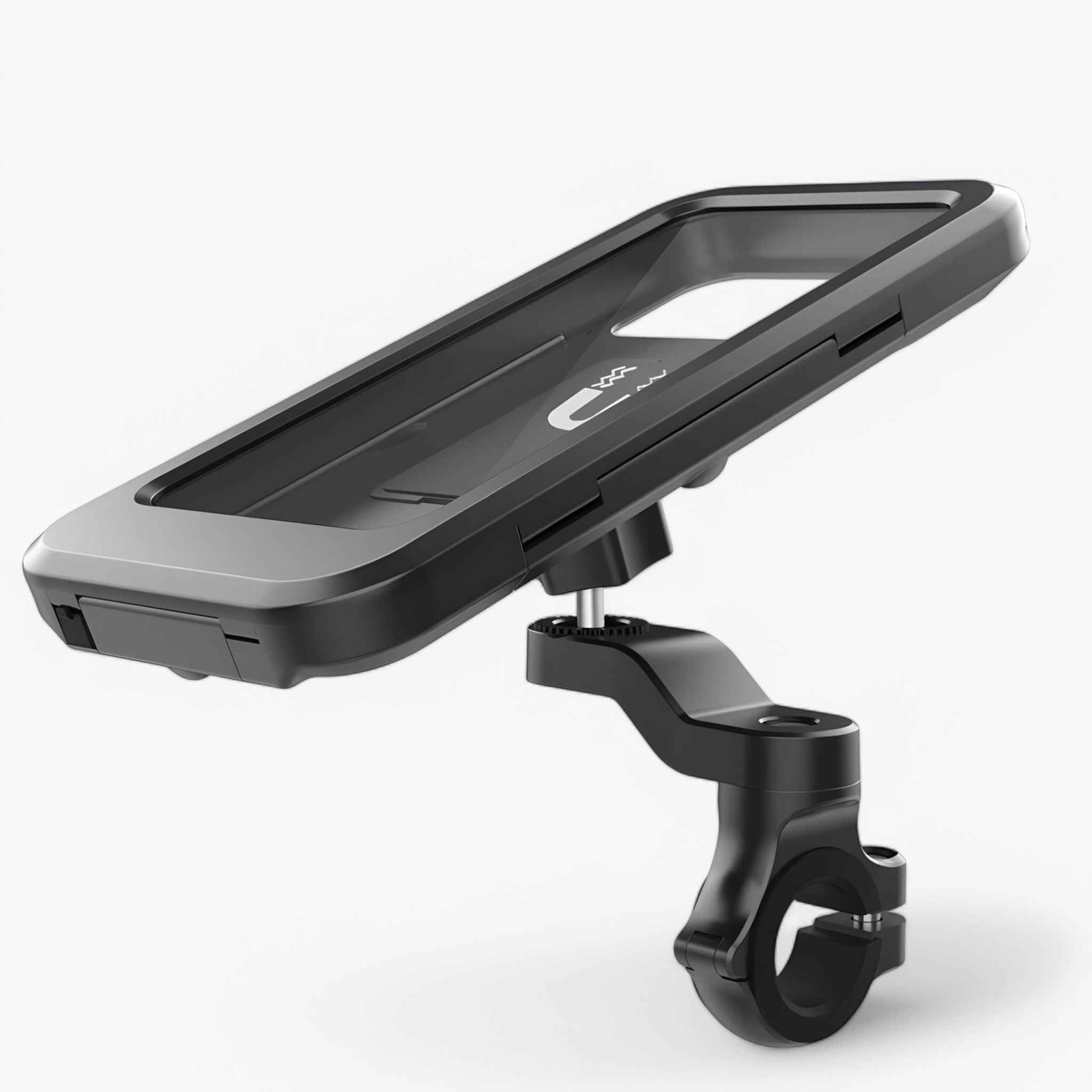 Water-Resistant Bike Phone Mount with Secure Clamp and Touchscreen Window for Navigation on the Road and Trail