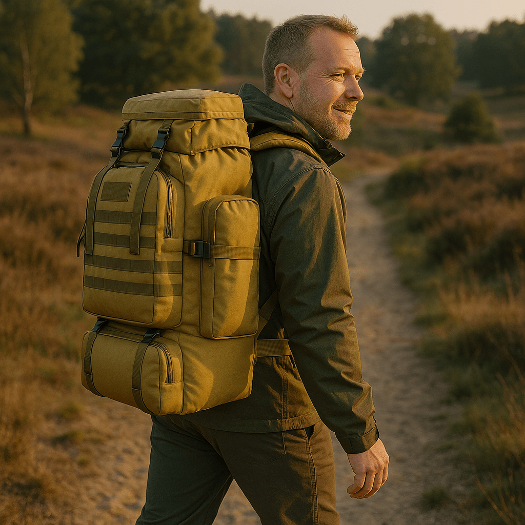 Water-Resistant 80L–100L Tactical Hiking Backpack with 600D Oxford Fabric for Multi-Day Outdoor Trips
