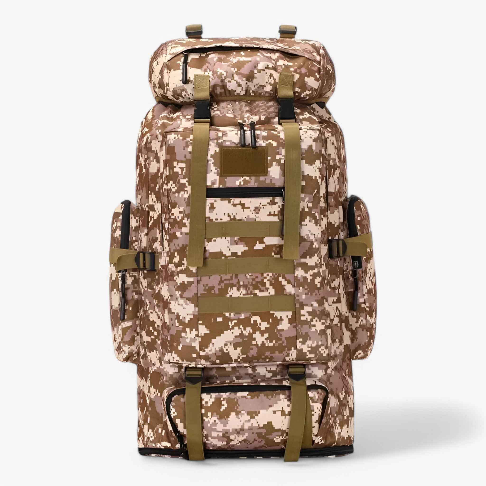 Water-Resistant 80L–100L Tactical Hiking Backpack with 600D Oxford Fabric for Multi-Day Outdoor Trips