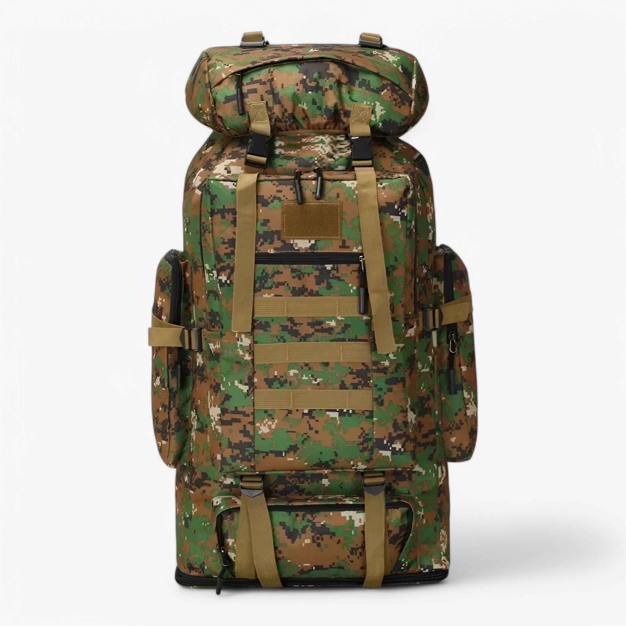 Water-Resistant 80L–100L Tactical Hiking Backpack with 600D Oxford Fabric for Multi-Day Outdoor Trips