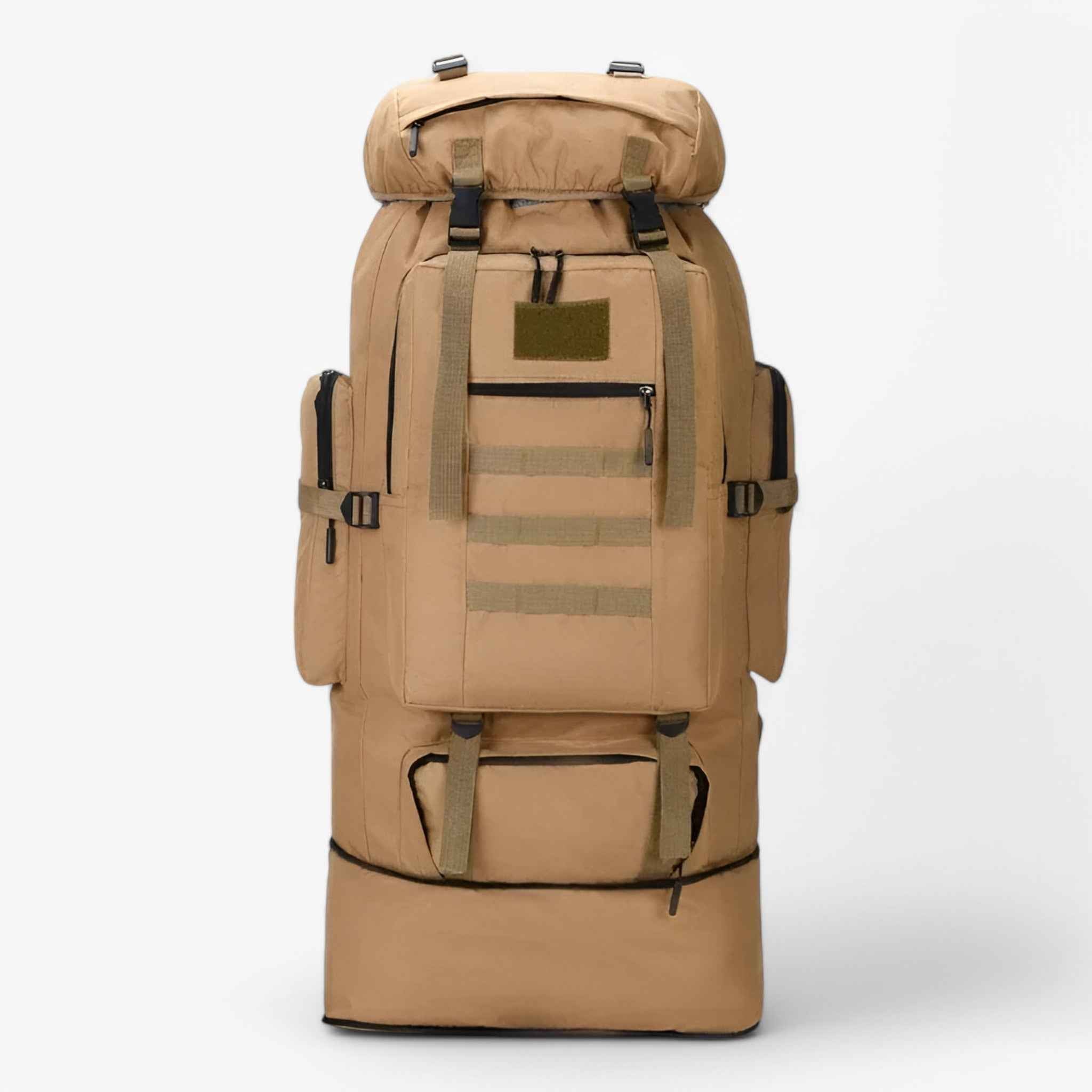 Water-Resistant 80L–100L Tactical Hiking Backpack with 600D Oxford Fabric for Multi-Day Outdoor Trips