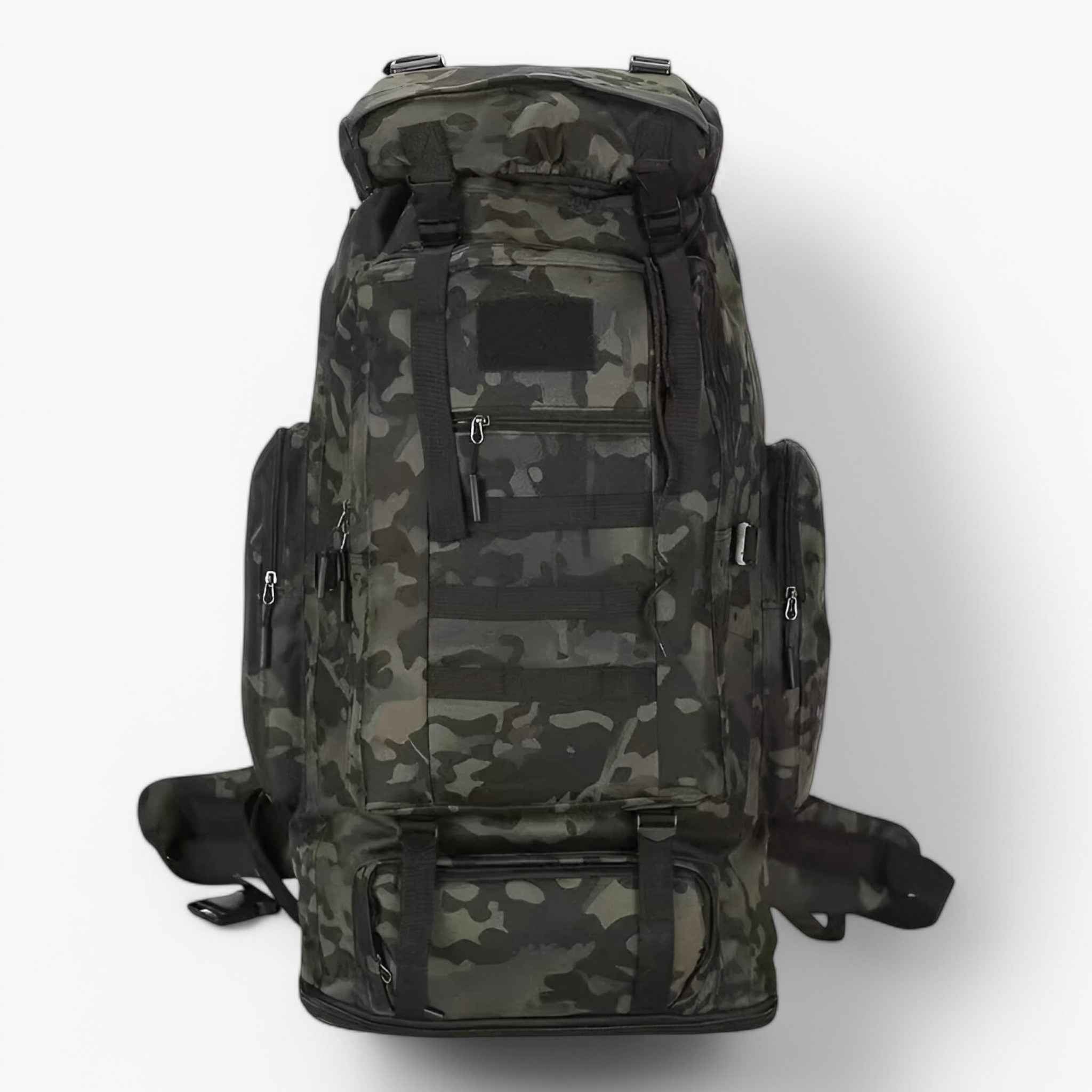 Water-Resistant 80L–100L Tactical Hiking Backpack with 600D Oxford Fabric for Multi-Day Outdoor Trips
