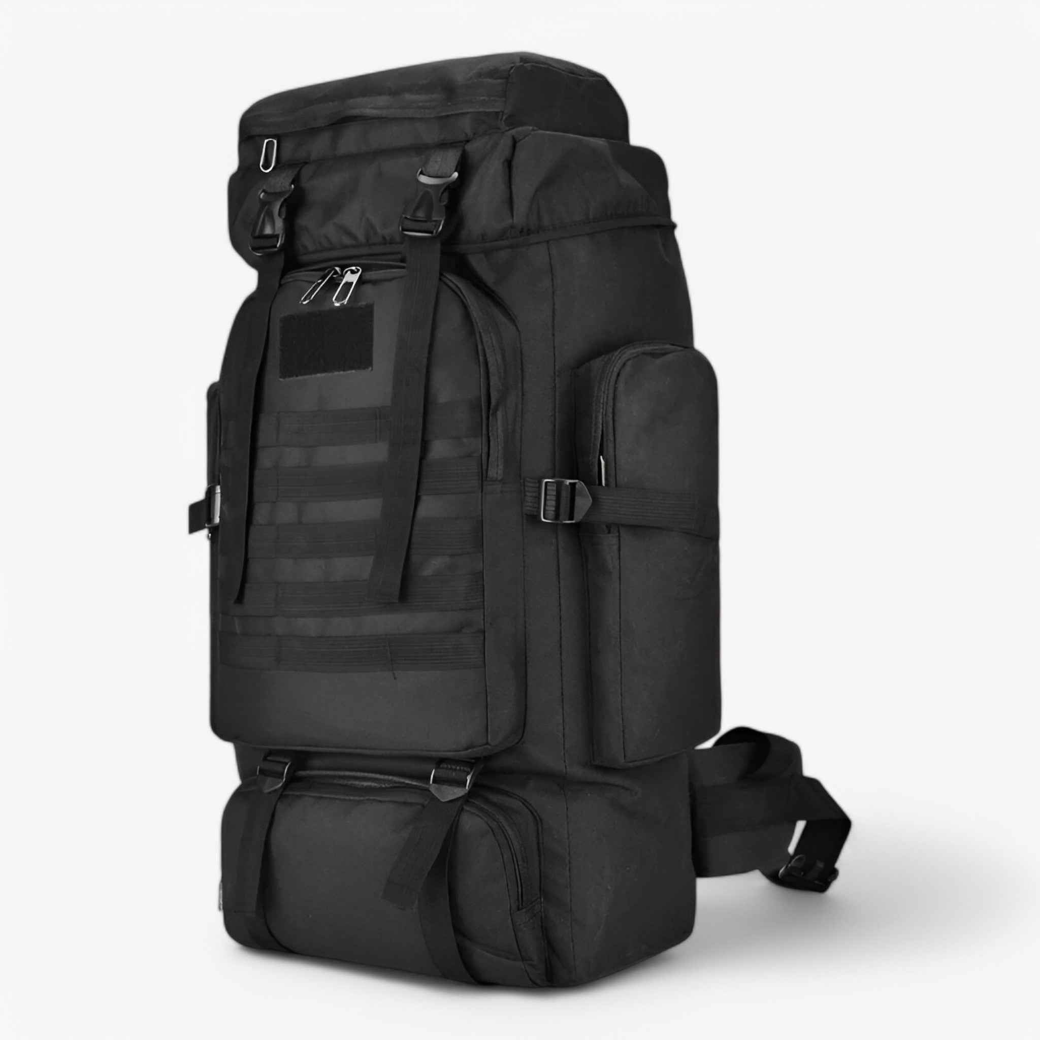 Water-Resistant 80L–100L Tactical Hiking Backpack with 600D Oxford Fabric for Multi-Day Outdoor Trips
