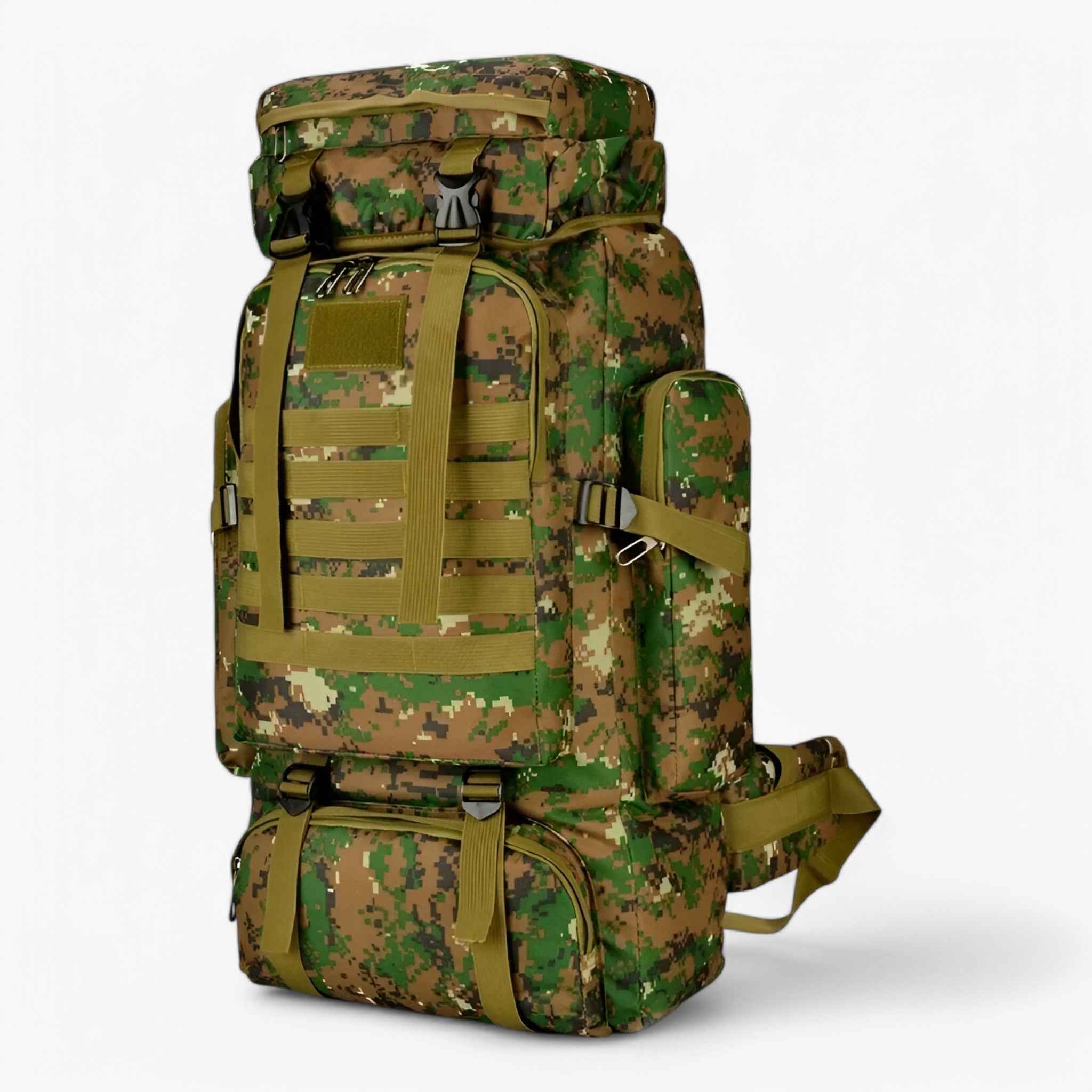 Water-Resistant 80L–100L Tactical Hiking Backpack with 600D Oxford Fabric for Multi-Day Outdoor Trips