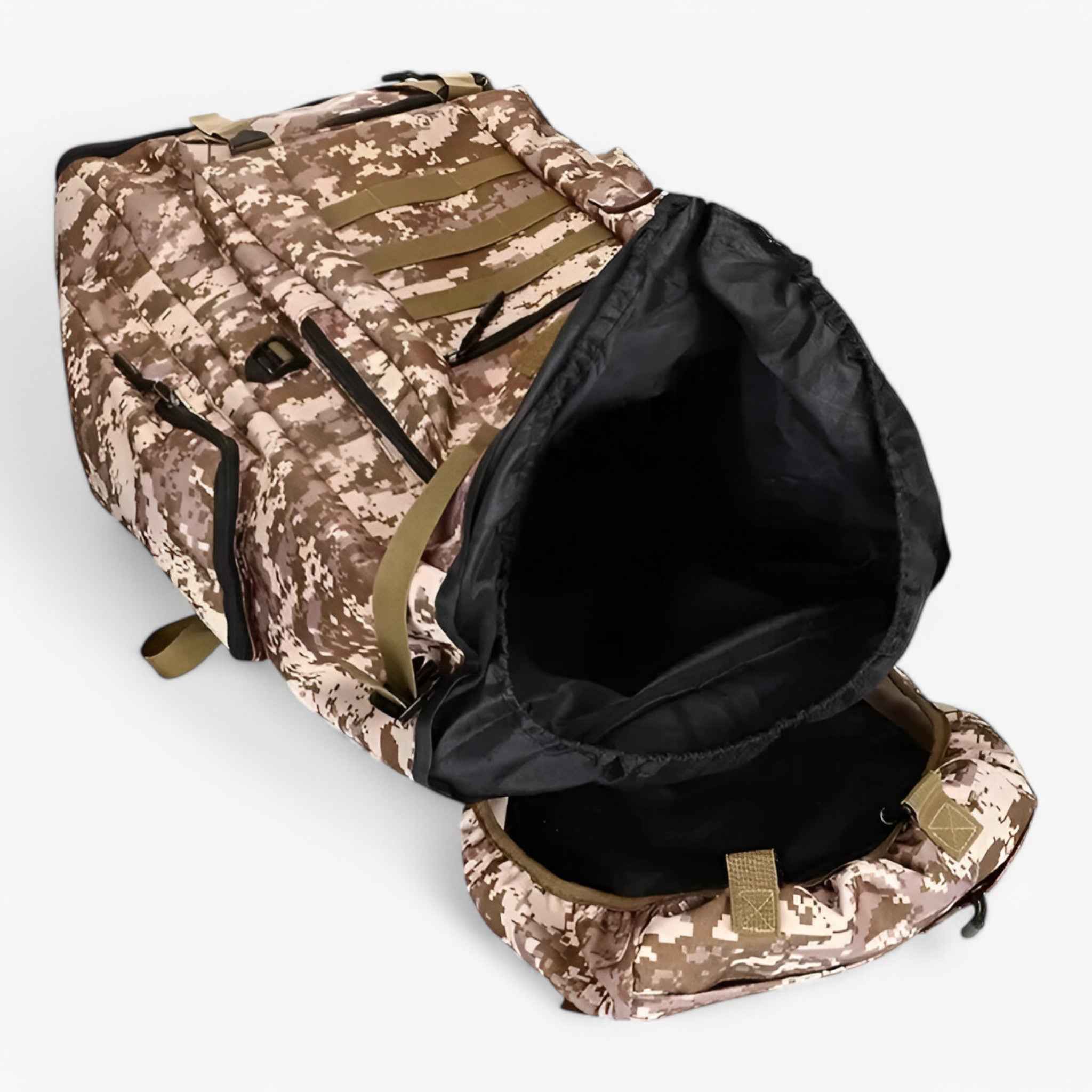 Water-Resistant 80L–100L Tactical Hiking Backpack with 600D Oxford Fabric for Multi-Day Outdoor Trips