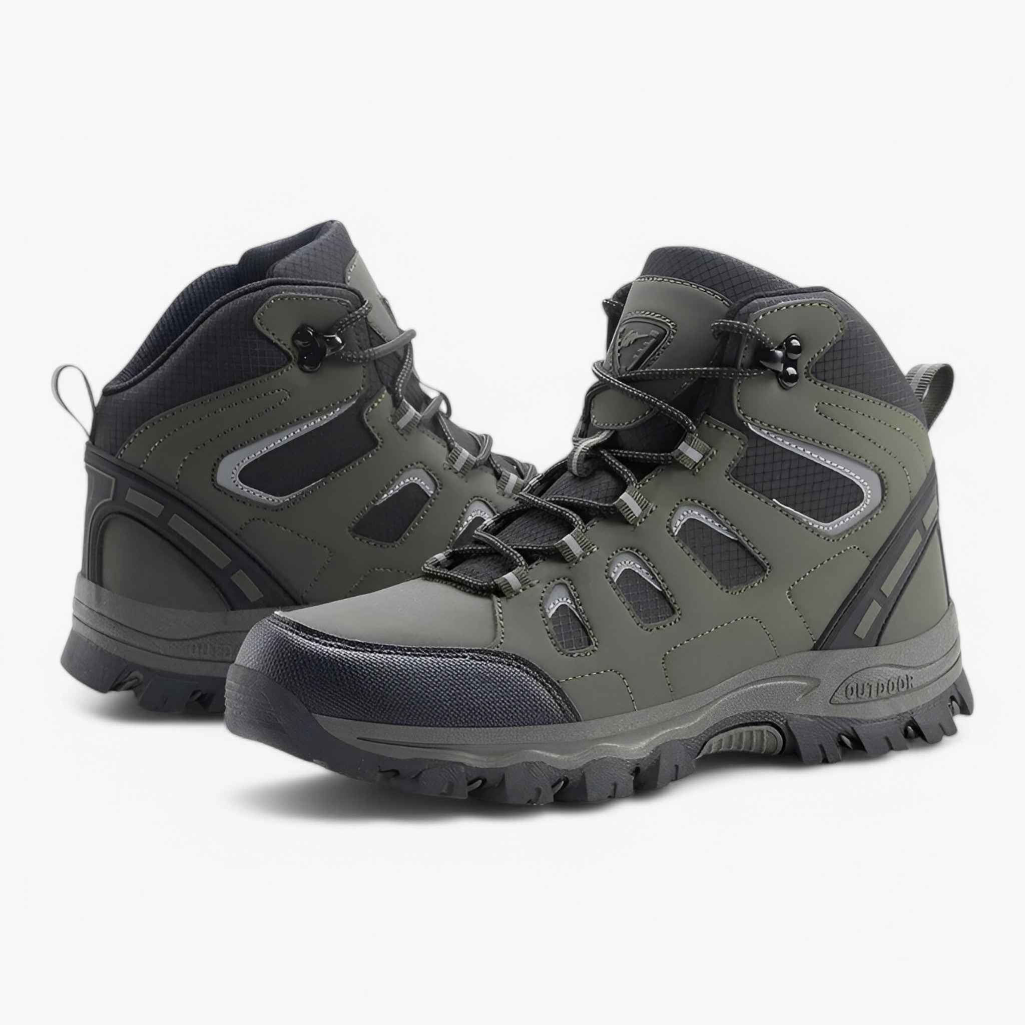 Men's Leather Hiking Shoes with Non-Slip Rubber Outsole and Lace-Up Design for Trail and Everyday Wear