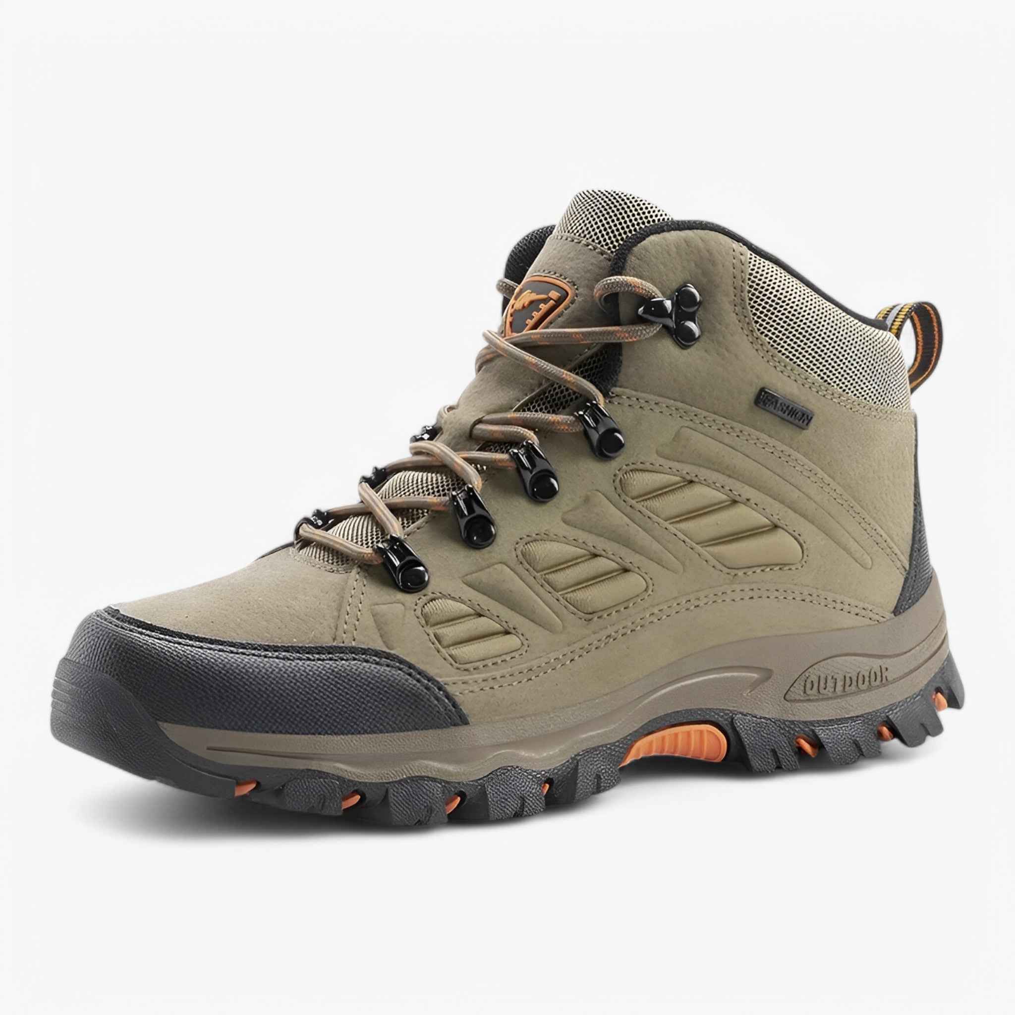 Men's Leather Hiking Shoes with Non-Slip Rubber Outsole and Lace-Up Design for Trail and Everyday Wear
