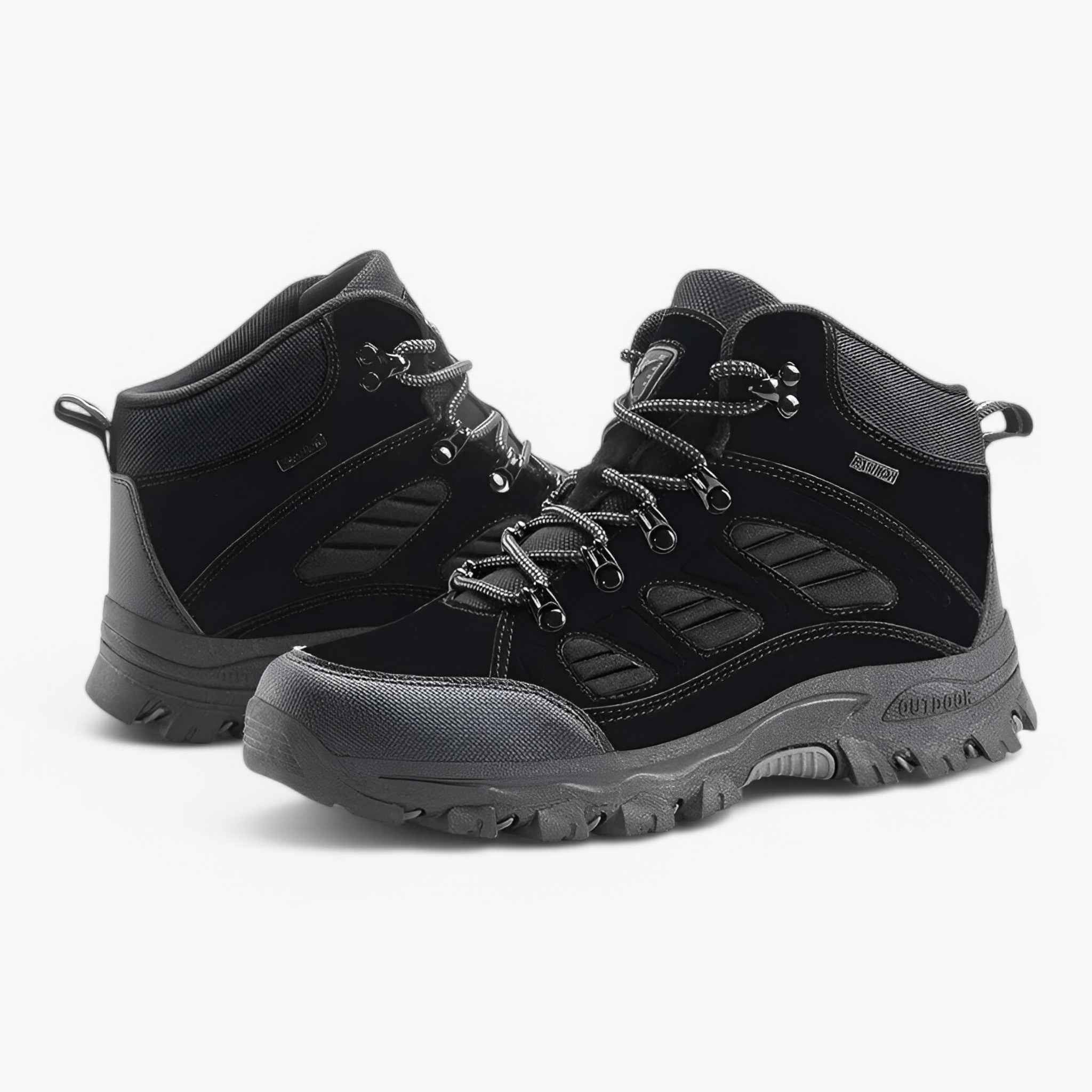 Men's Leather Hiking Shoes with Non-Slip Rubber Outsole and Lace-Up Design for Trail and Everyday Wear