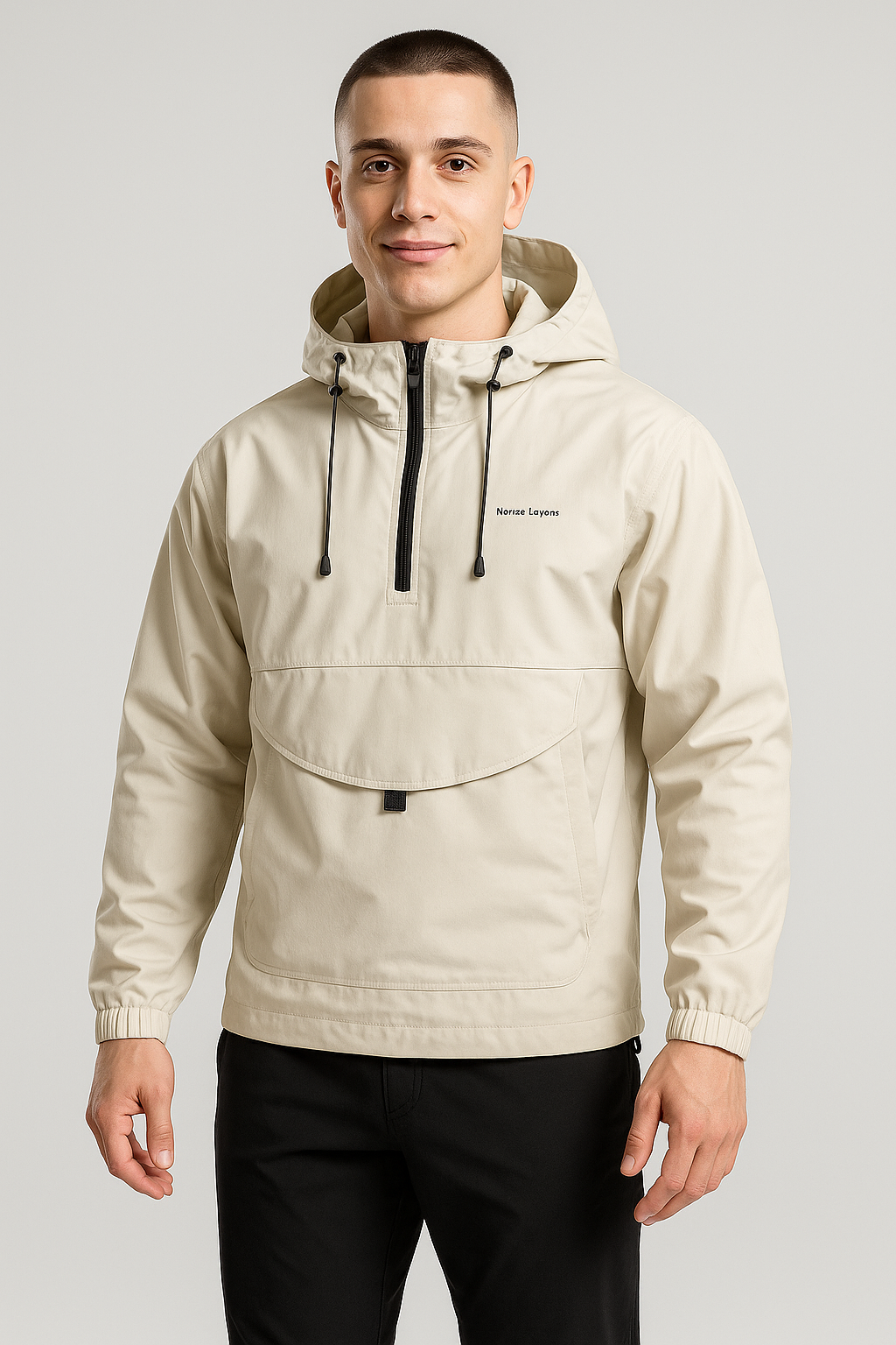 Men’s Windproof Hiking Jacket with Adjustable Hem and Breathable Fabric for Trail and Everyday Use
