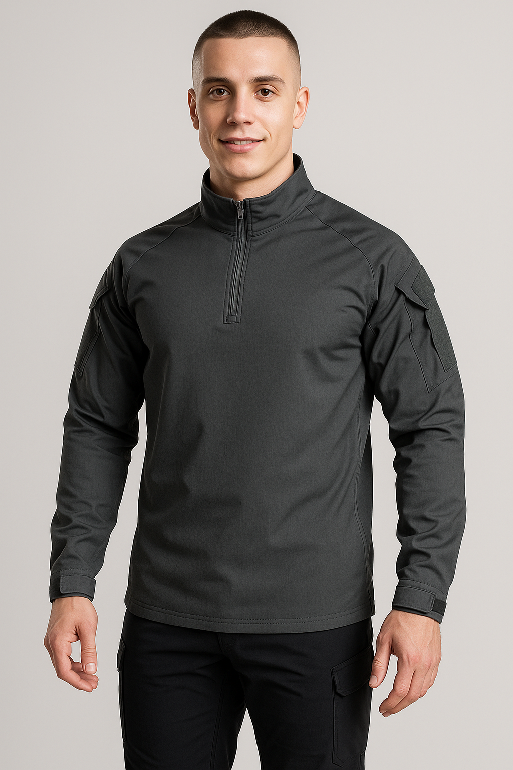 Men's Long-Sleeve Cotton Hiking Shirt with Camouflage Pattern for Trail and Field Use