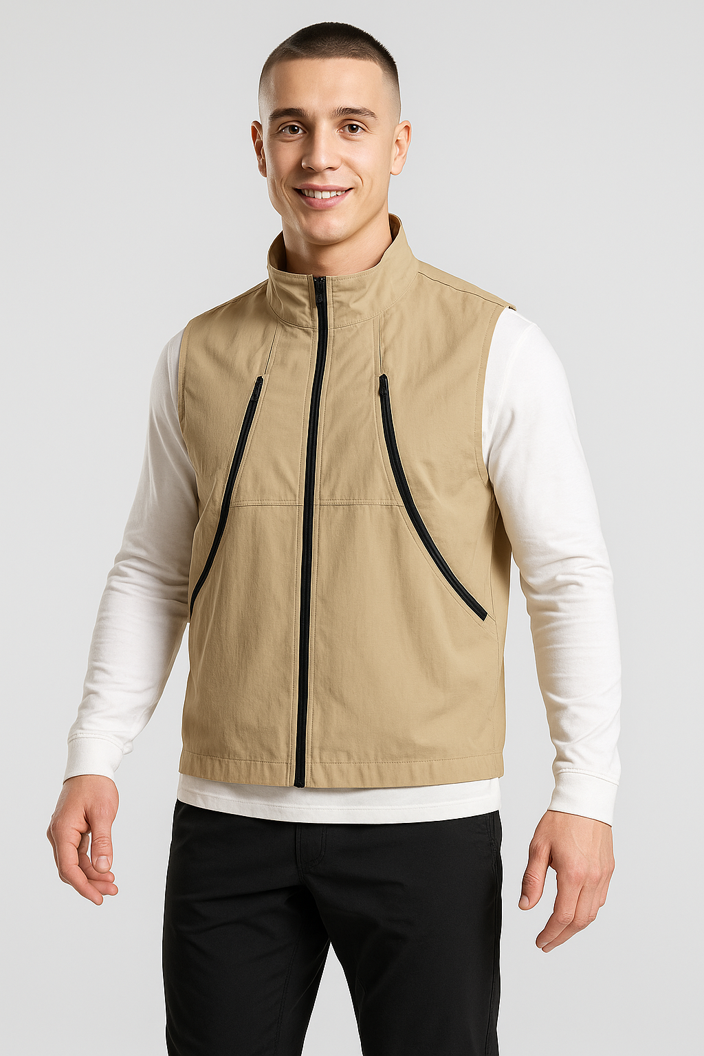 Men's Lightweight Cotton Vest with Breathable Fabric for Warm-Weather Hiking and Camping