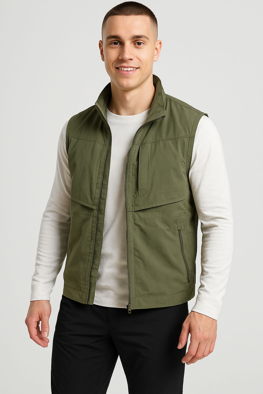 Men’s Lightweight Waterproof Hiking Vest with Breathable Mesh and 6 Pockets for Trail and Campsite