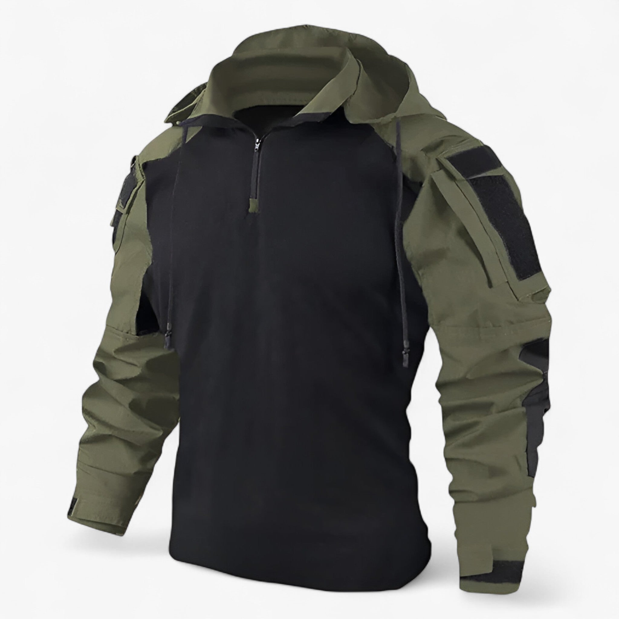 Men’s Cotton Tactical Camo Shirt with Zipper Front and Reinforced Elbows for Field and Outdoor Use