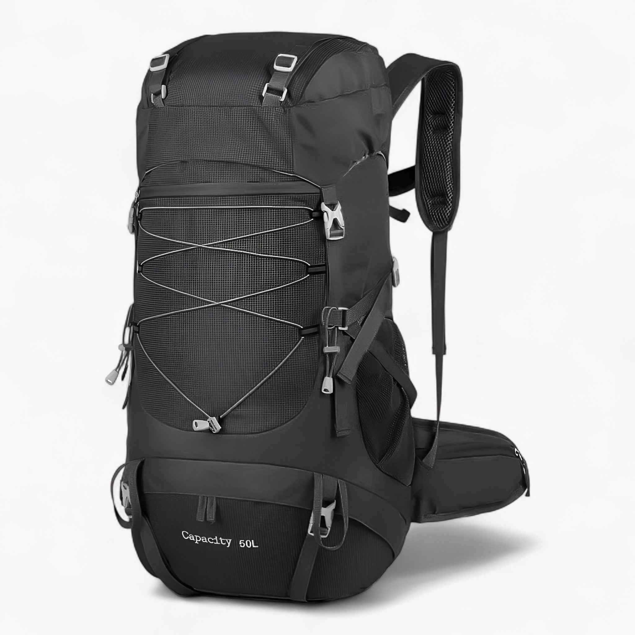50L Waterproof Hiking Backpack with Rain Cover and Adjustable Straps for Multi-Day Camping and Trekking
