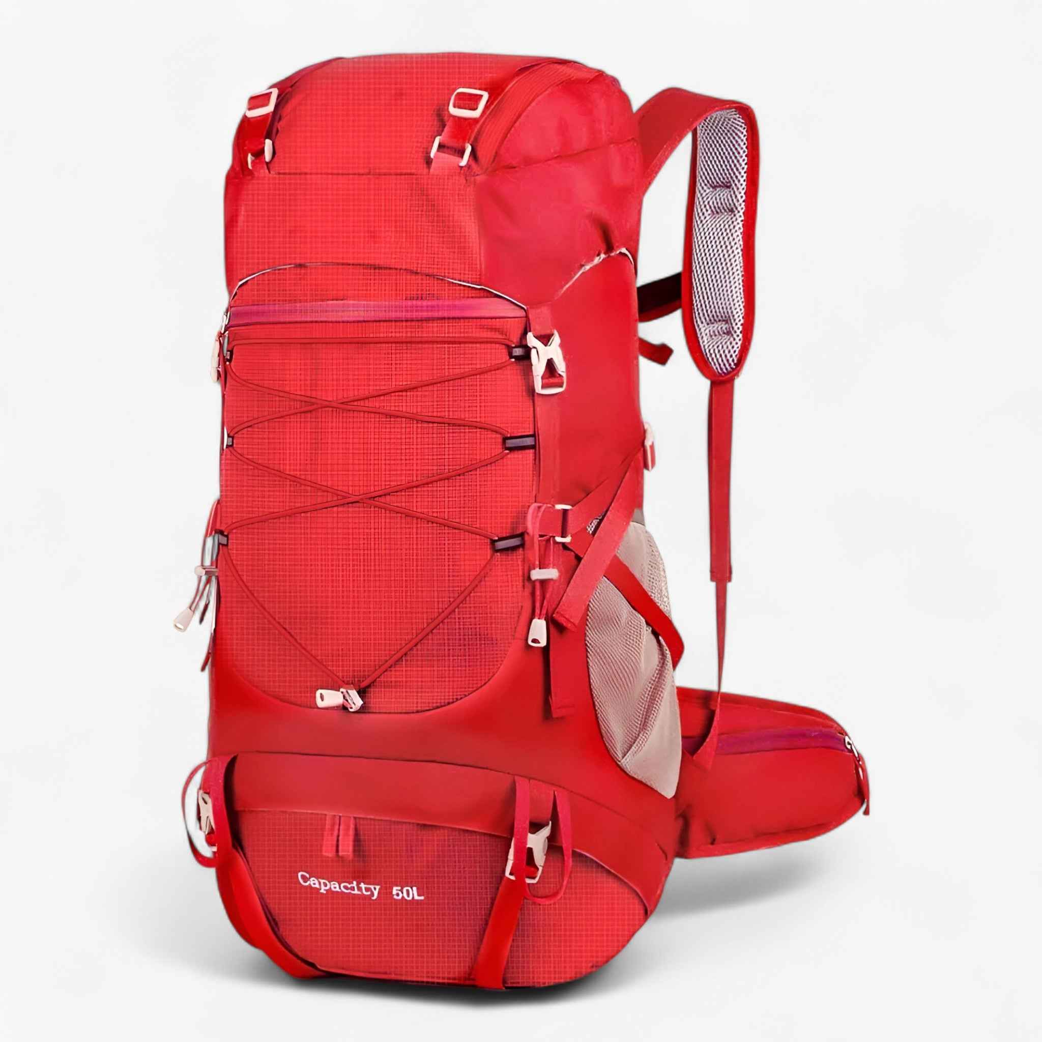 50L Waterproof Hiking Backpack with Rain Cover and Adjustable Straps for Multi-Day Camping and Trekking