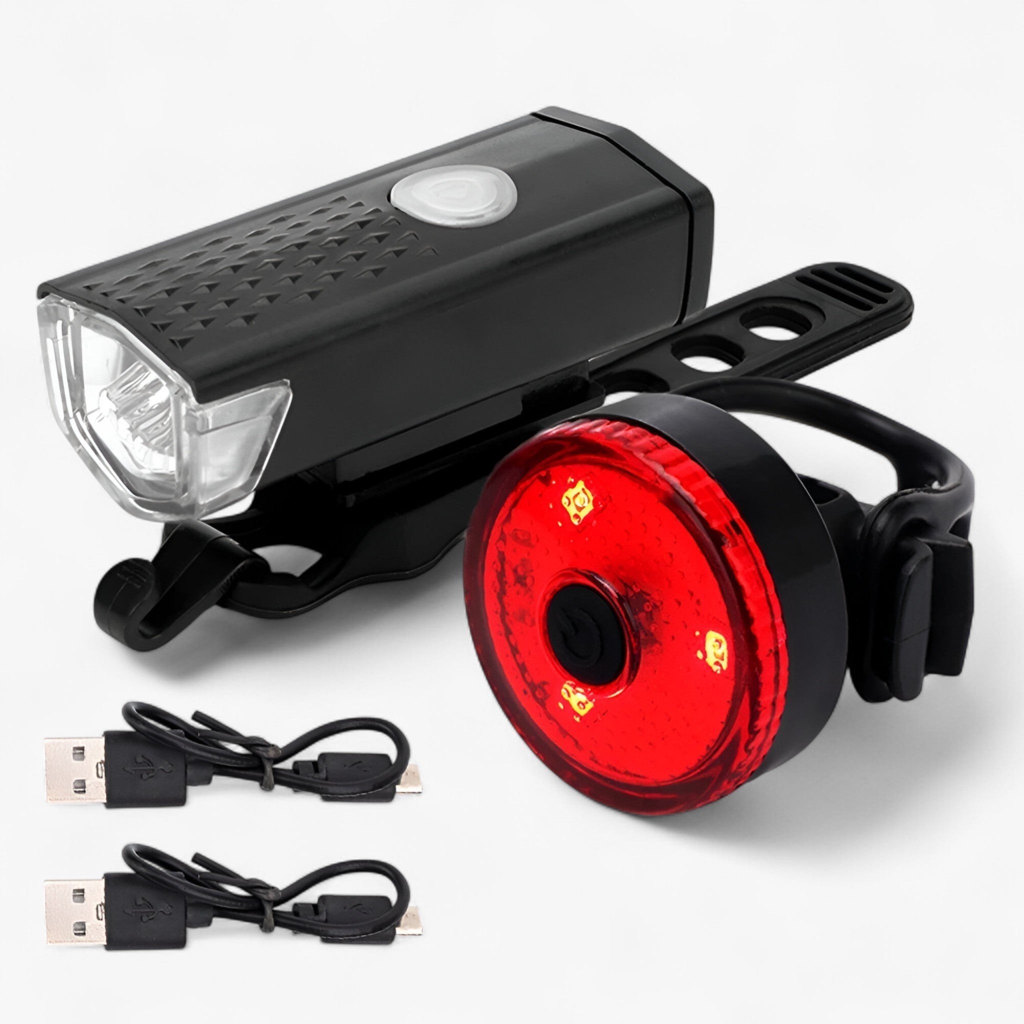 USB Rechargeable Bike Light Set with 300 Lumen Front and Rear Lights – Water-Resistant, Lightweight for Road and Trail Cycling