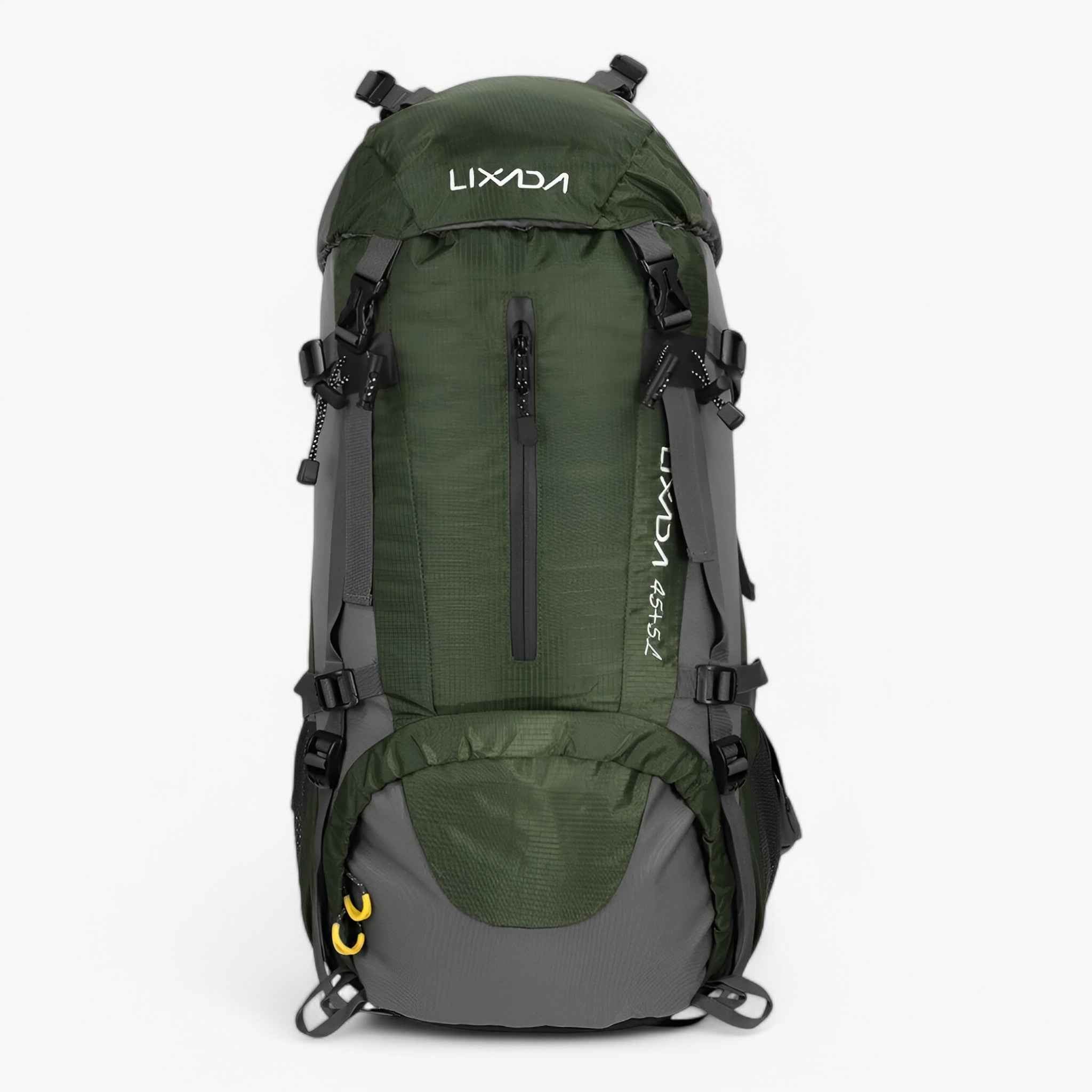 50L Water-Resistant Hiking Backpack with Rain Cover and Adjustable Straps for Camping Trips