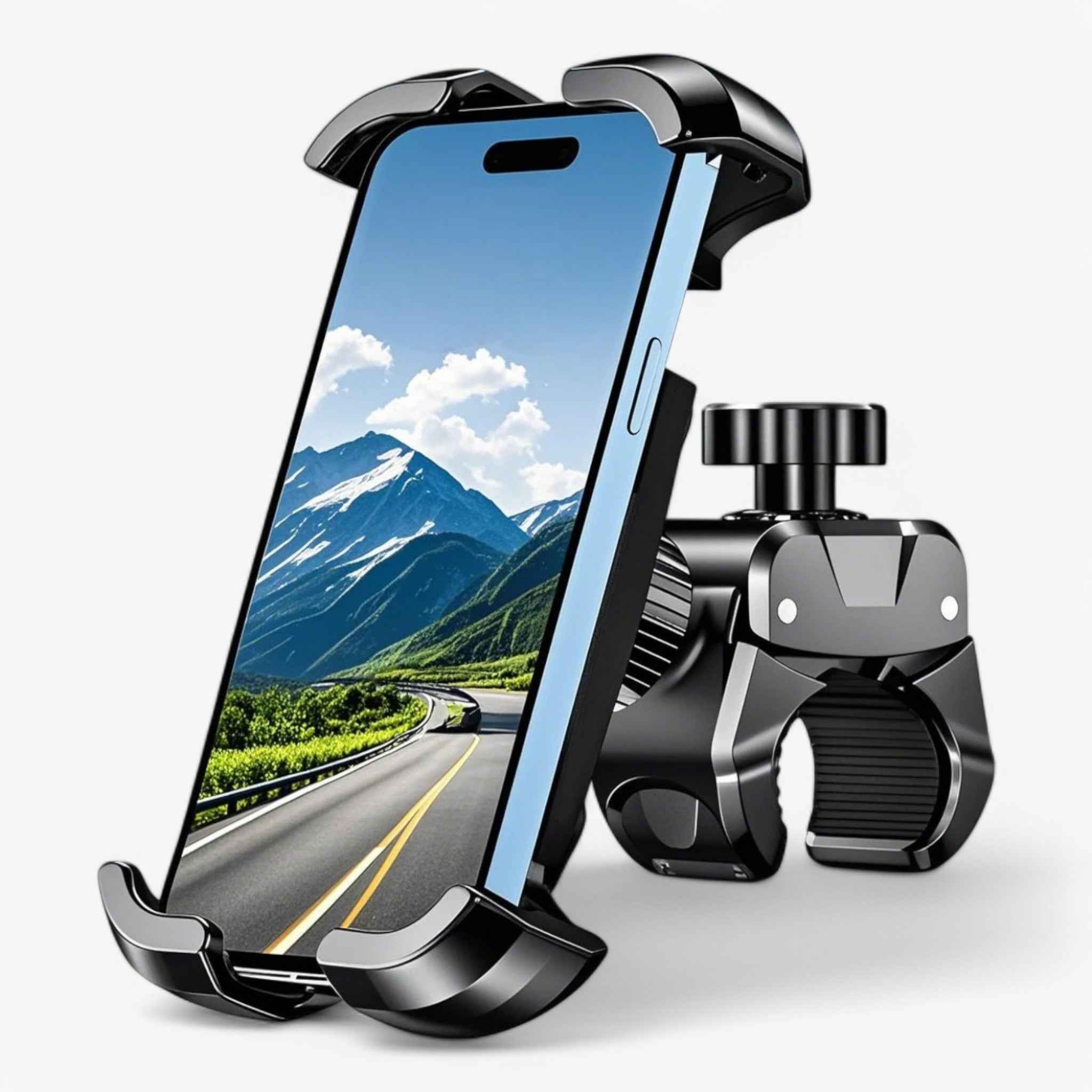 Heavy-Duty Bike Phone Mount with 360° Rotation and Shock Absorption for Road and Trail Riding
