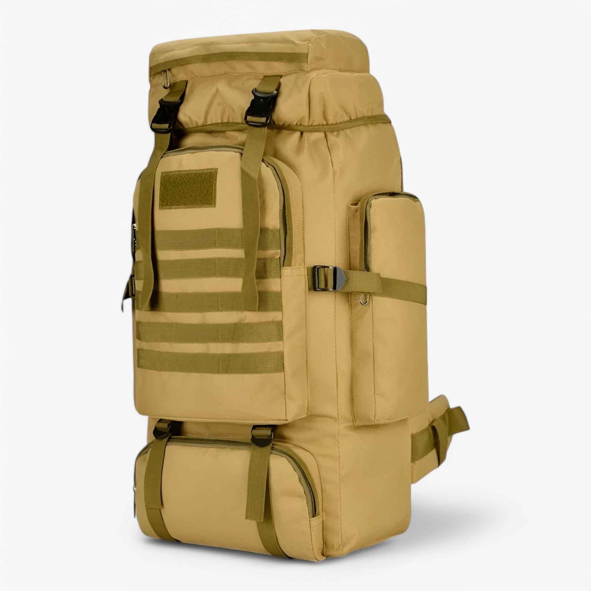 Water-Resistant 80L–100L Tactical Hiking Backpack with 600D Oxford Fabric for Multi-Day Outdoor Trips